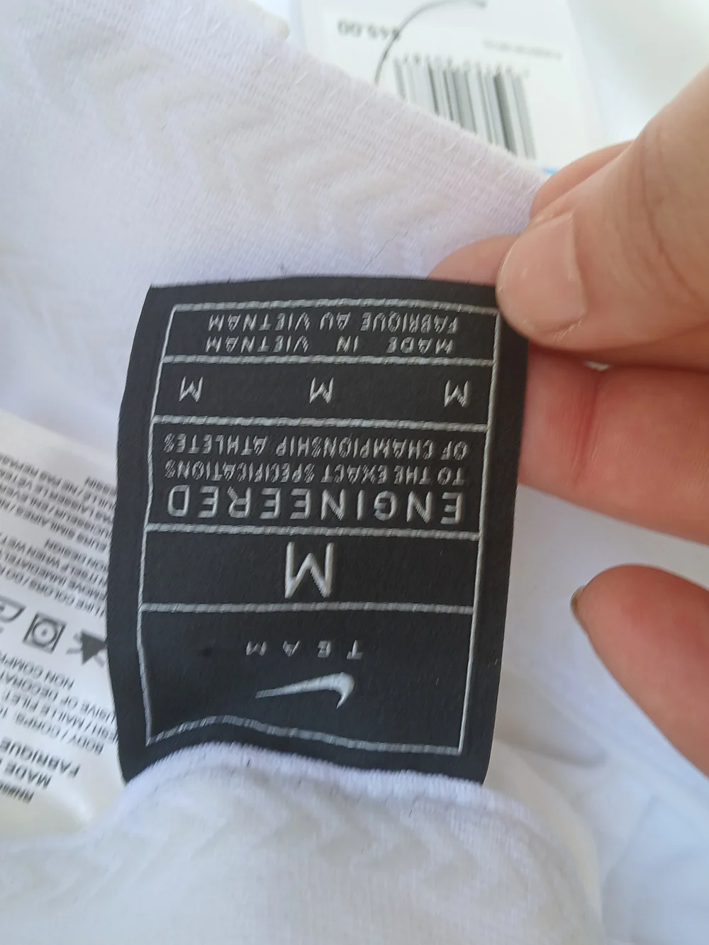 Nike White Athletic Pants with Black Swoosh and Stripe - Picture 2 of 4